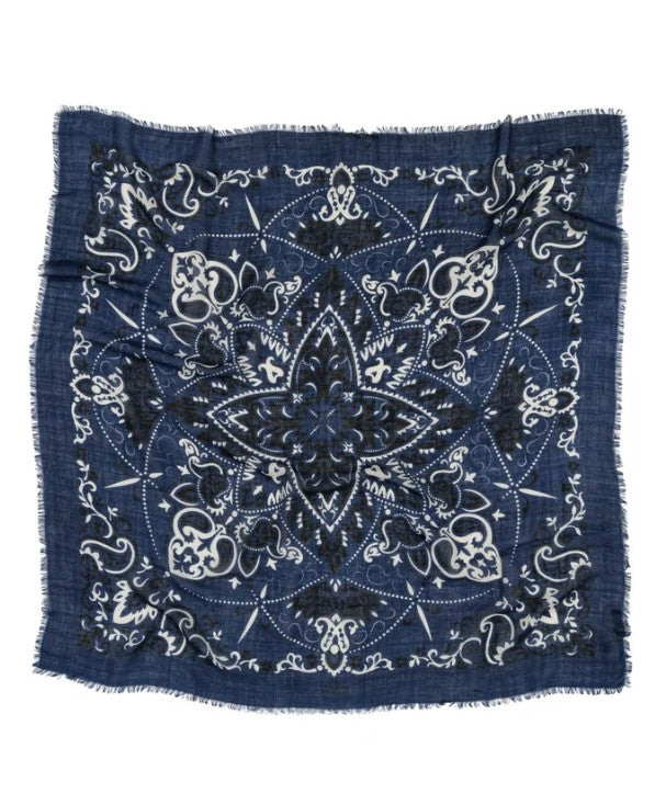 Foulard bandana laine/soie - navy