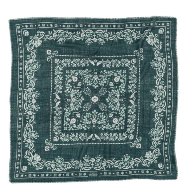 Foulard secret garden laine/soie - vert forêt