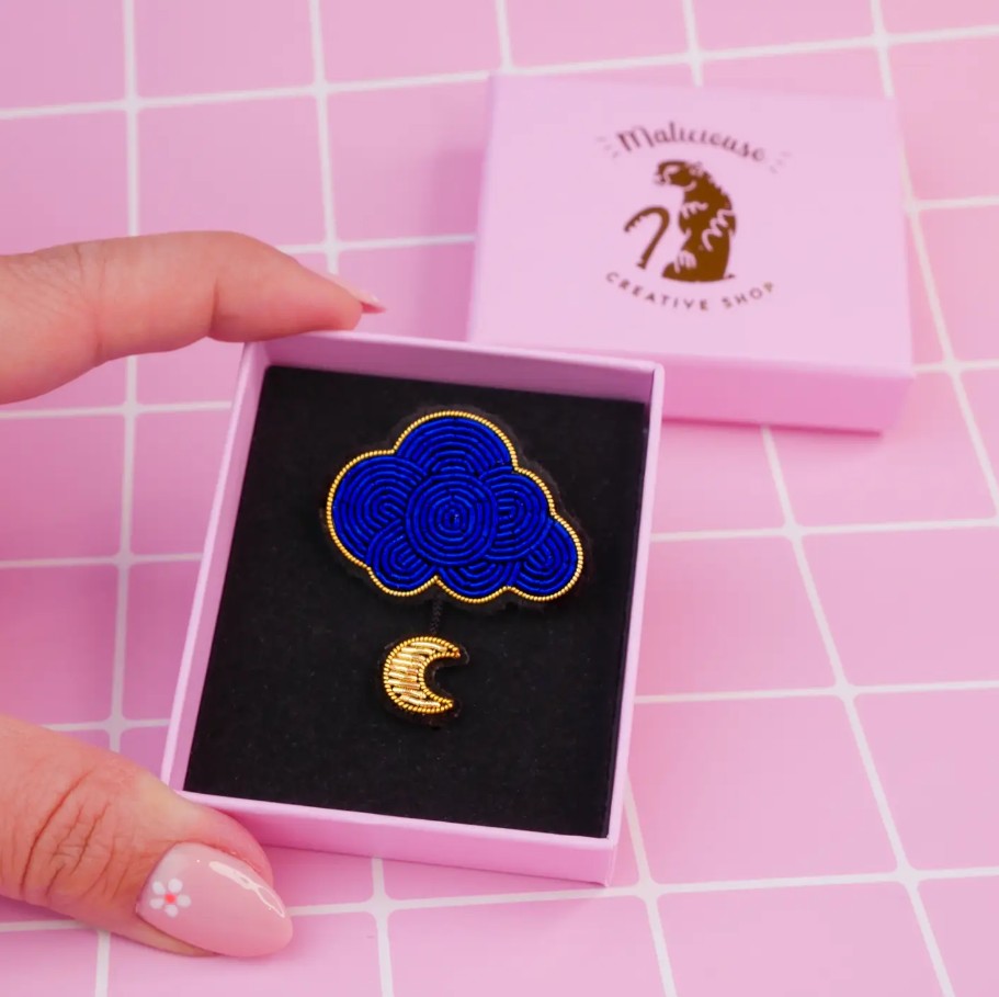 Broche - Nuage et lune