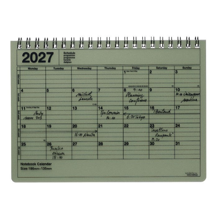 Notebook calendar 2027 S - Khaki