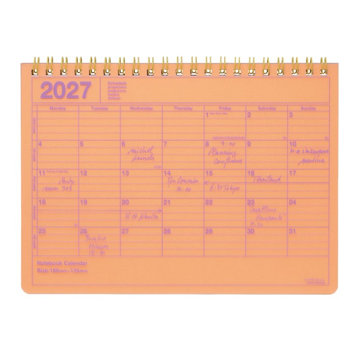 Notebook calendar 2027 S - Neon Orange