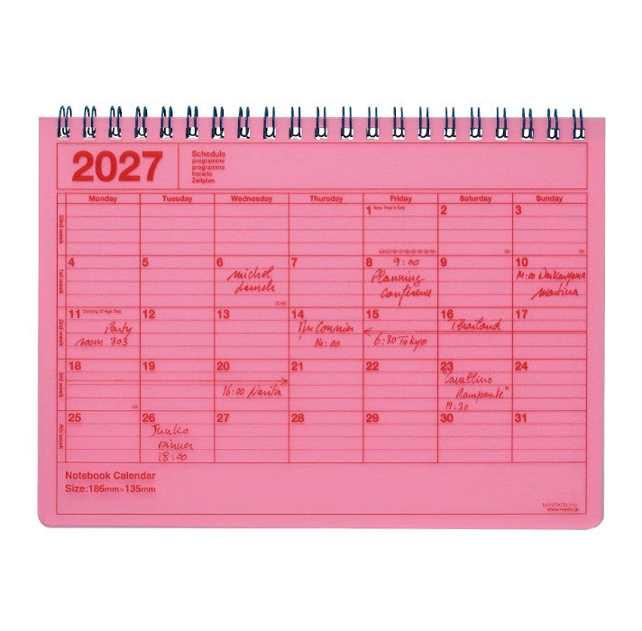Notebook calendar 2027 S - Neon Pink
