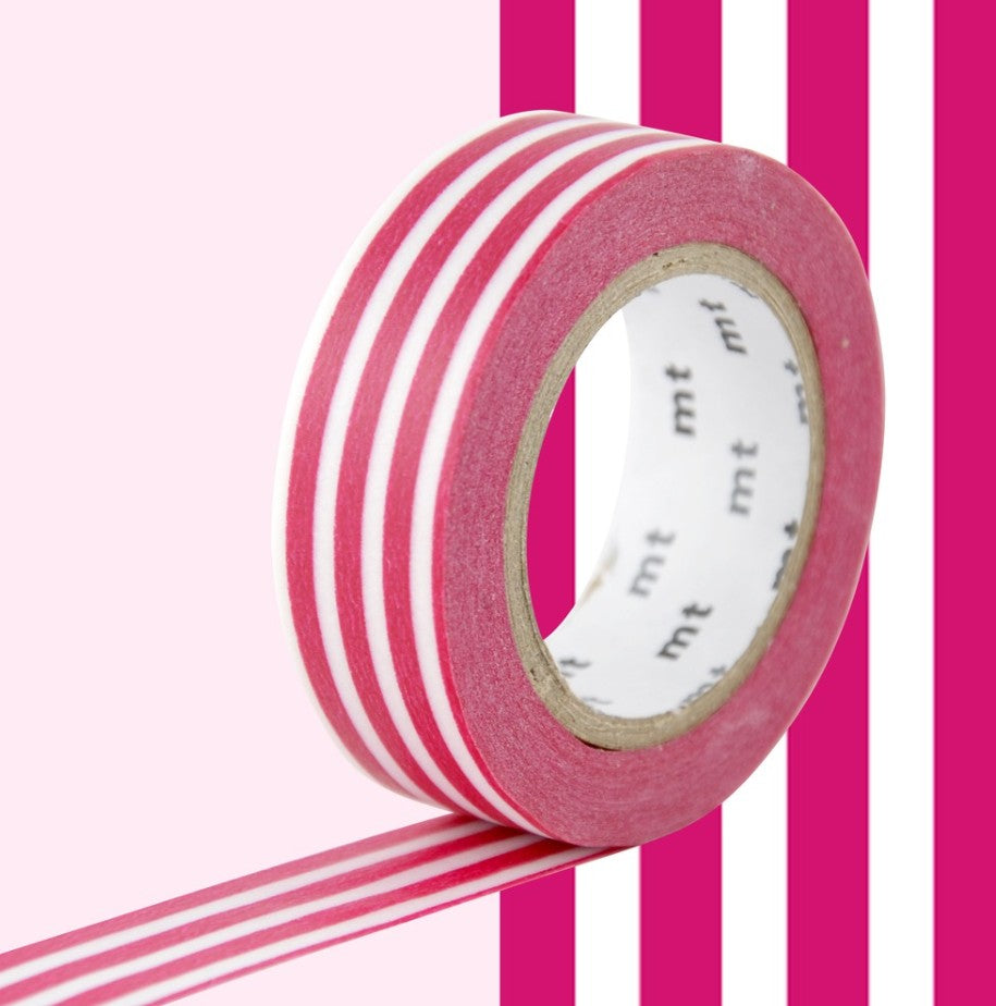 Masking tape - Lignes/biorder framboise - MT01D383RZ