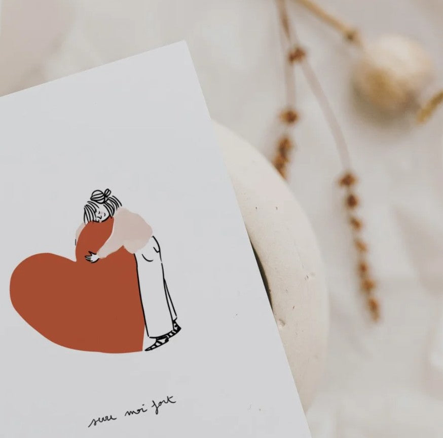 Carte double avec enveloppe - Serre moi fort