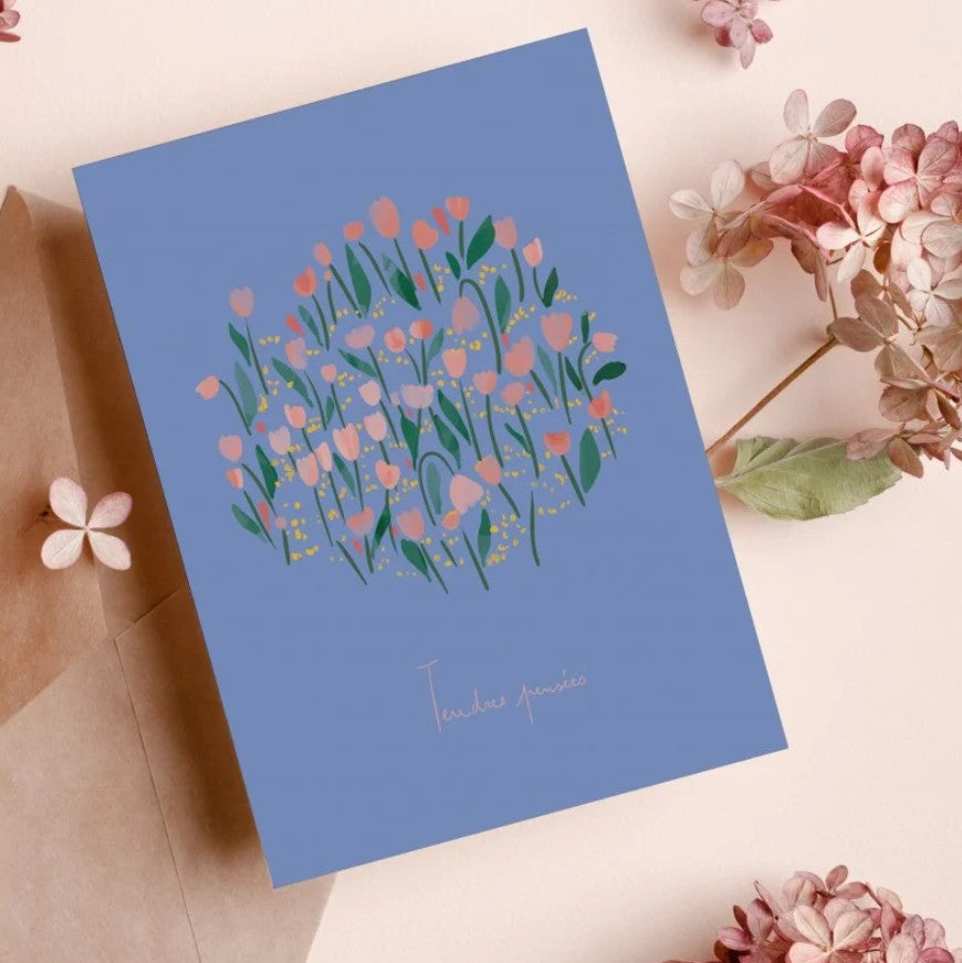 Carte double avec enveloppe - Tendre pensée
