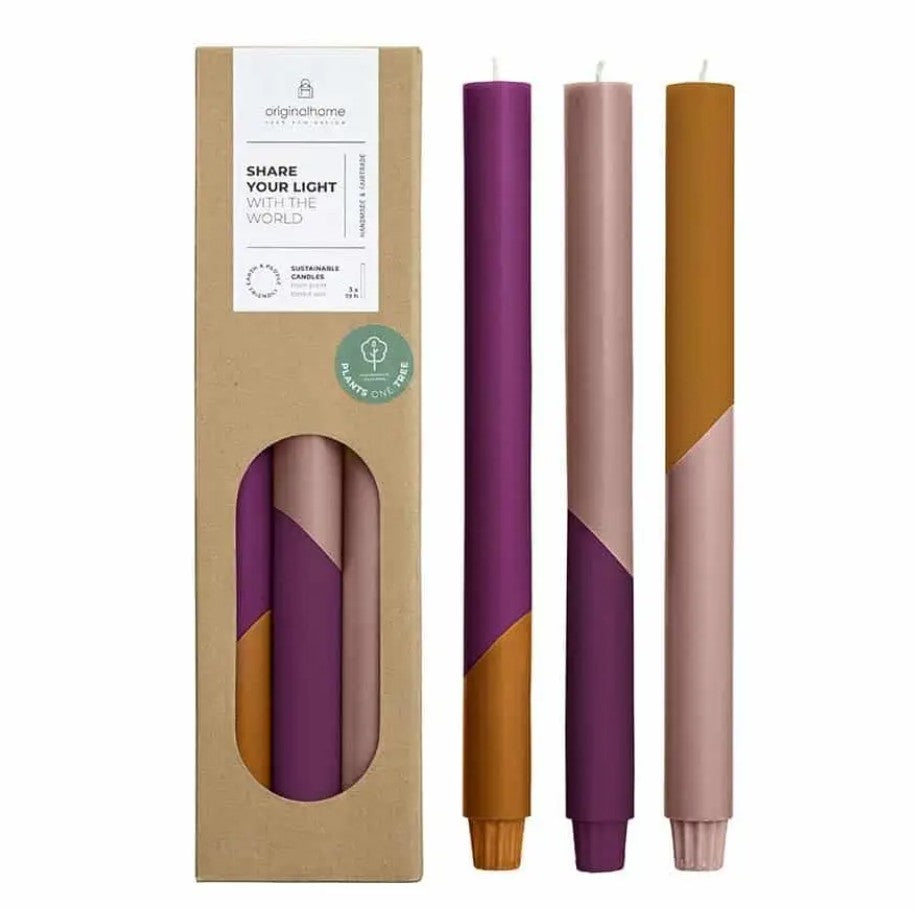 Lot de 3 bougies - Diagonale - Prune