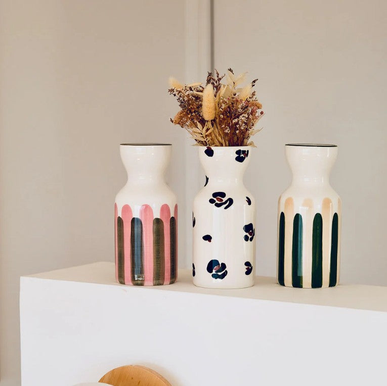 Vase Totem en céramique Mediterranea - Vert/rose