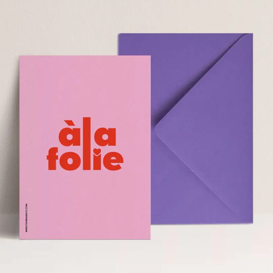 Carte simple avec enveloppe - A la folie