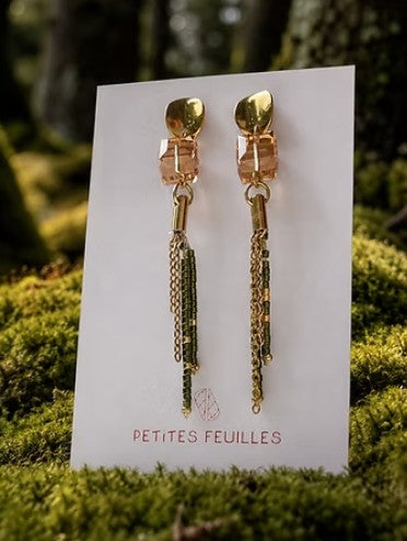 Boucles d'oreilles Sade - vert olive