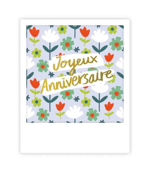 Mini carte - Joyeux anniversaire flower pattern - MP1186FR