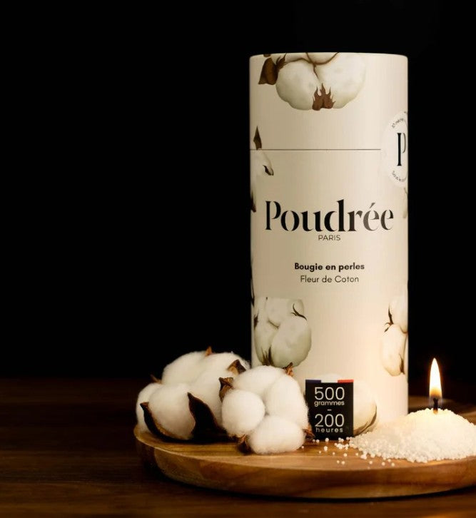 Bougie en perles de cire - Fleur de coton