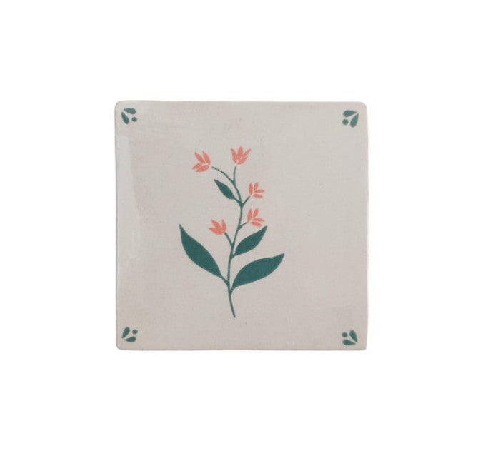 Carreau décoratif - Fleurette - rose/vert