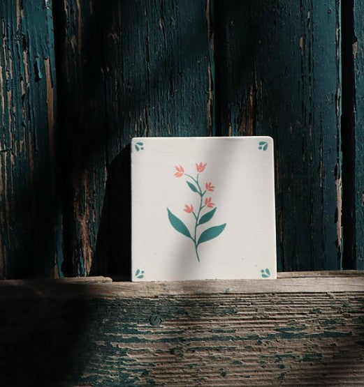 Carreau décoratif - Fleurette - rose/vert