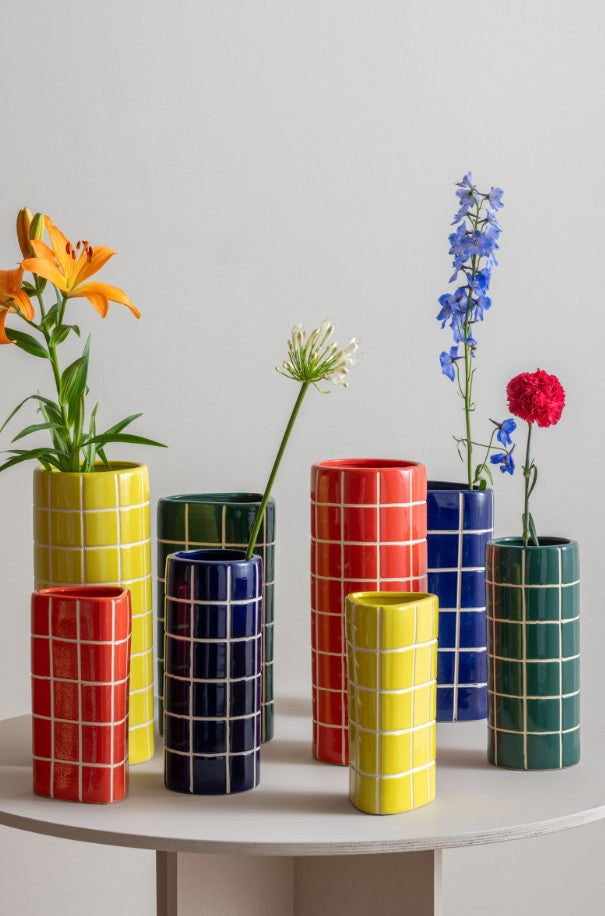 Vase - Retro Tiles - Citrine Yellow