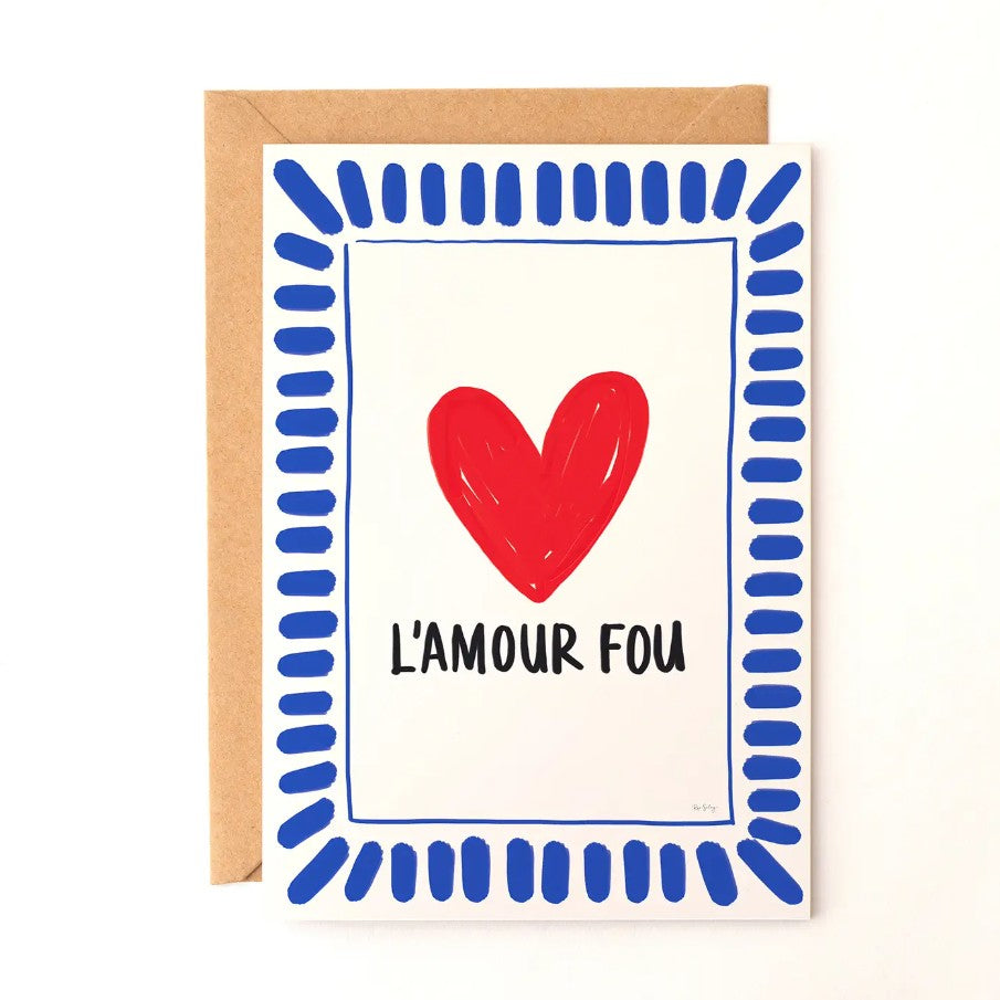 Carte avec enveloppe - L'amour Fou - Bleu