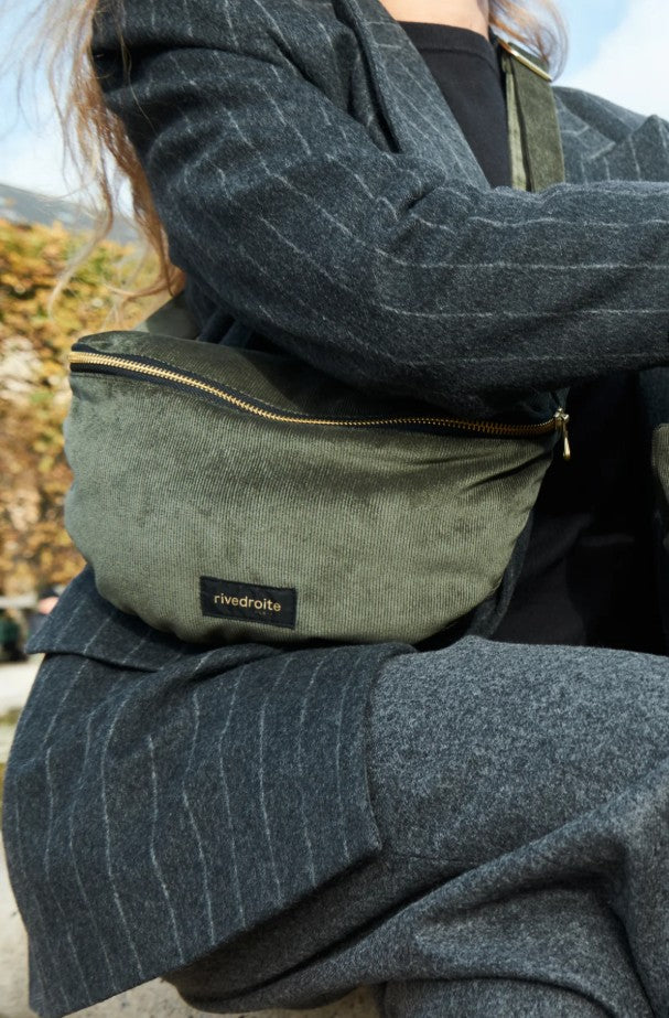 Custine - Le sac Banane - Velours côtelé Kaki - Capsule Noël 2025