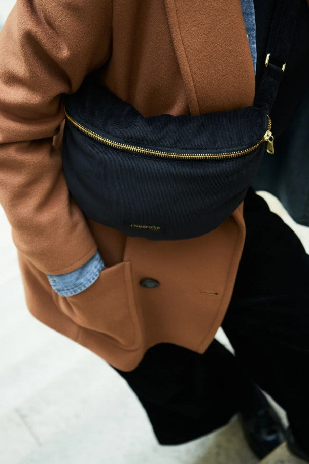 Custine - Le sac Banane - Velours côtelé Noir - Capsule Noël 2025