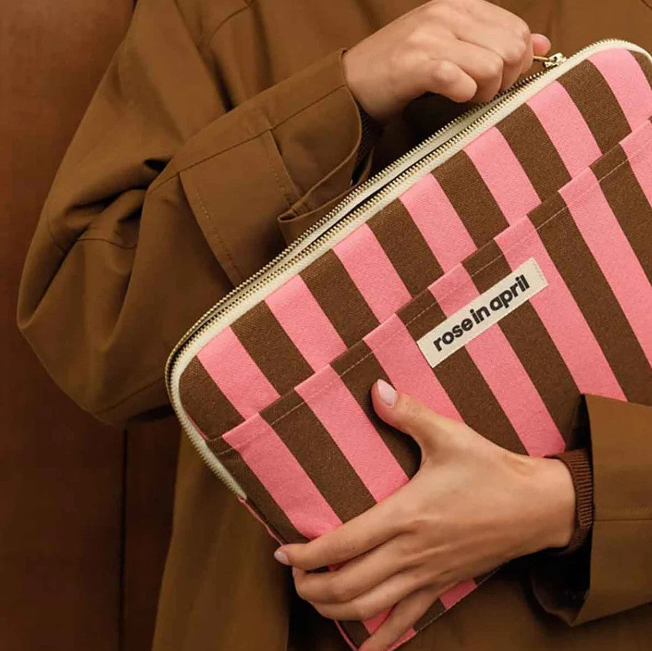 Pochette d'ordinateur Octave 13"/14" - Rayures - Funky pink/olive