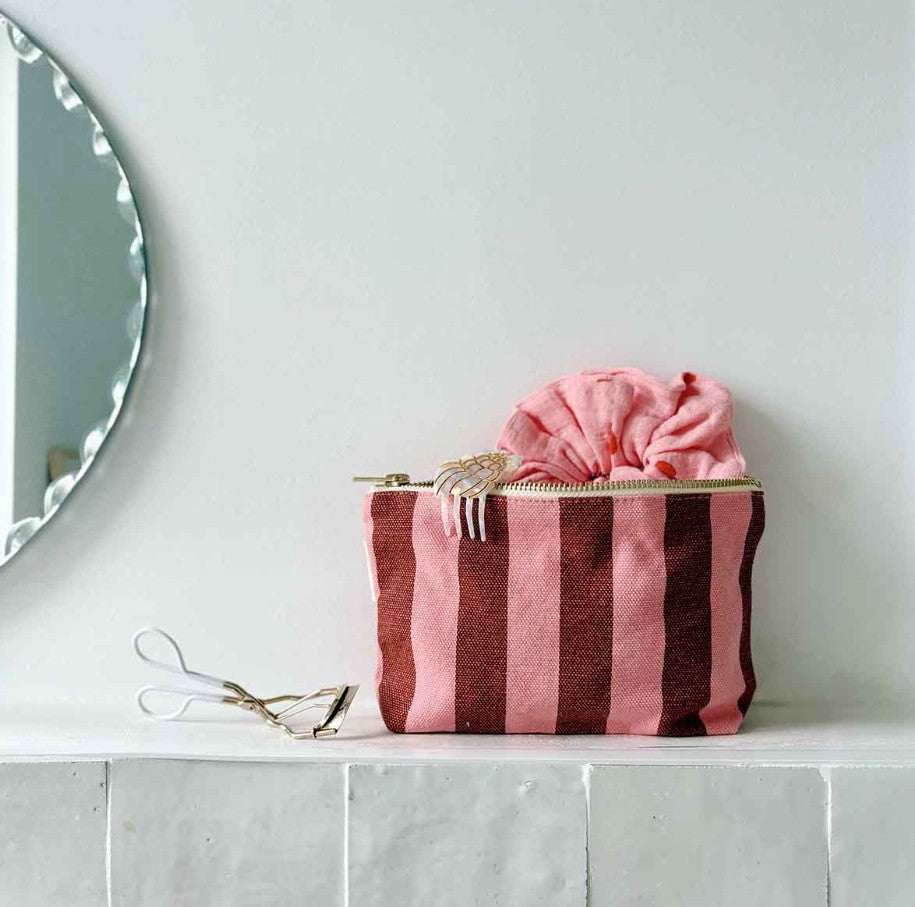 Pochette Sofia - Rayures - Brick / pink