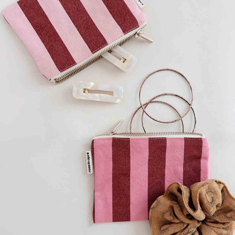 Porte-monnaie Marie rayures - Brick/pink