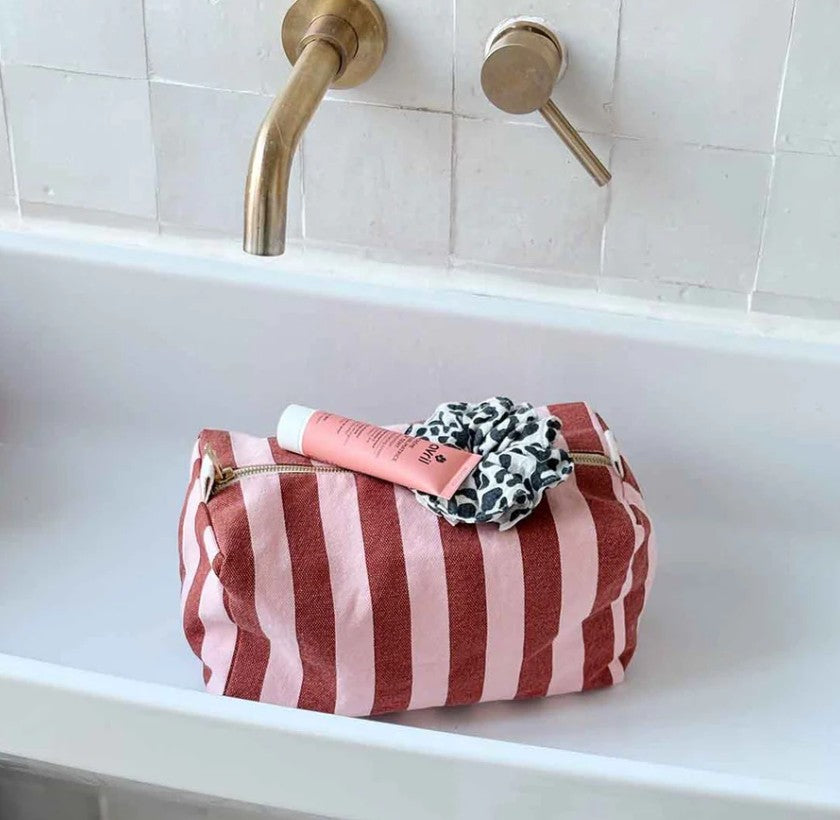 Trousse de toilette Vic - Rayures - Brick/pink