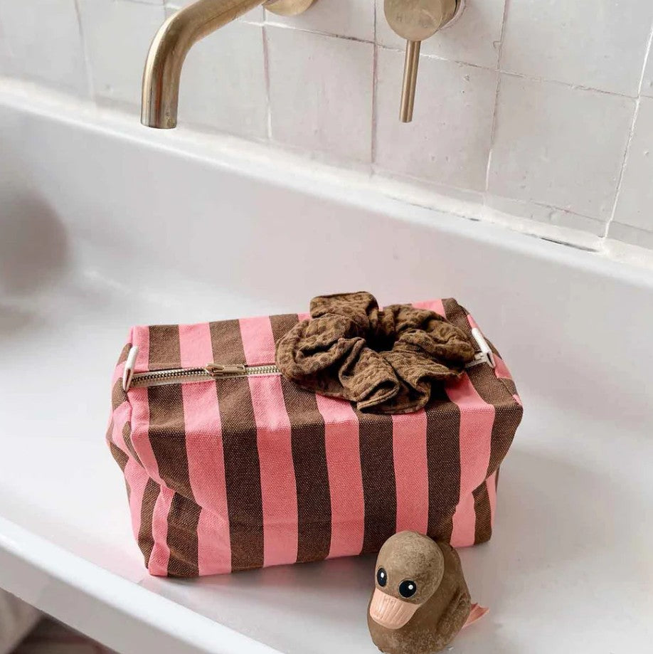 Trousse de toilette Vic - Rayures - Funky pink/olive