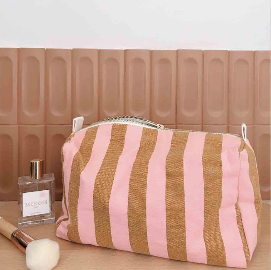 Trousse de toilette Vic - Rayures - Strawberry/caramel