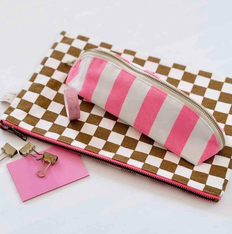 Trousse Gaston - Rayures - Neon pink