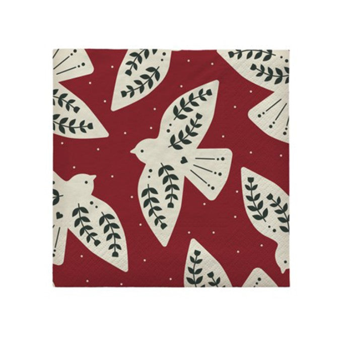 Pack de 20 serviettes en papier - Bird Burgundy