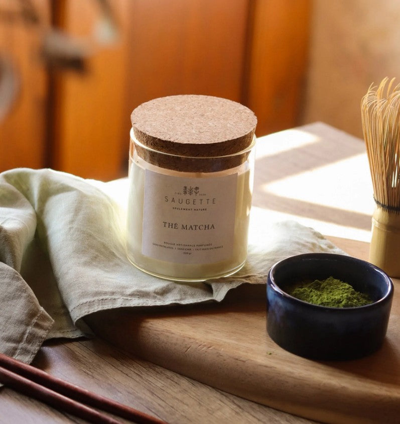 Bougie artisanale à la cire de soja naturelle - Small - Thé Matcha