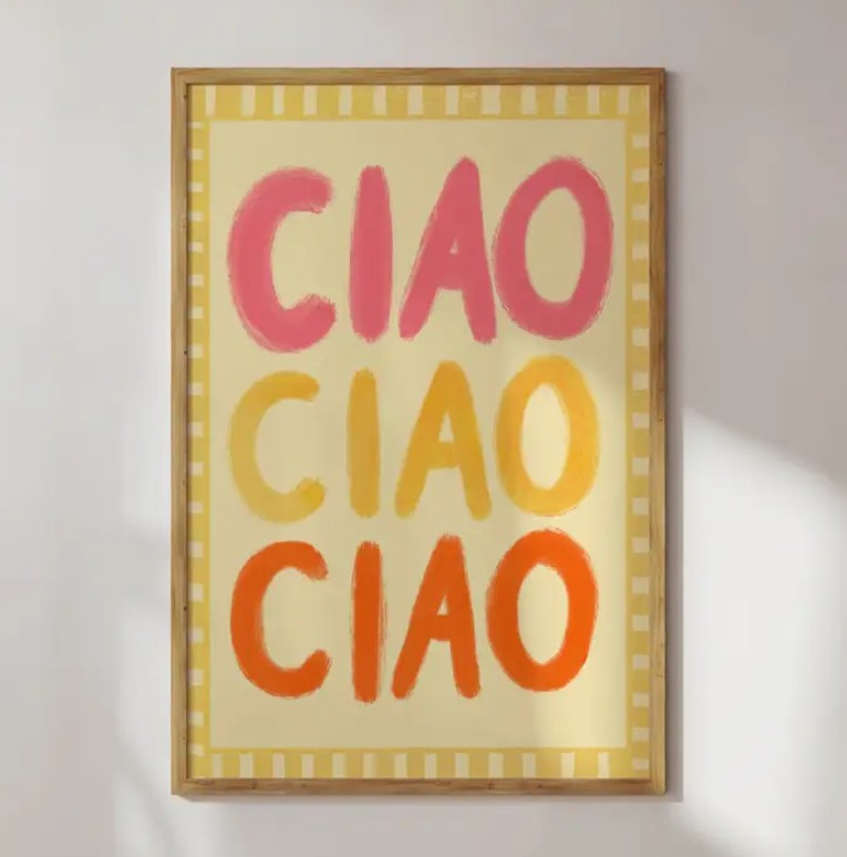Affiche A3 - Ciao ciao - rose/jaune