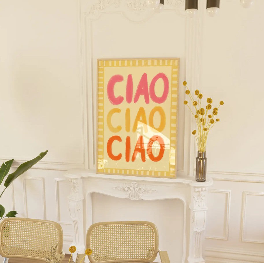 Affiche A3 - Ciao ciao - rose/jaune