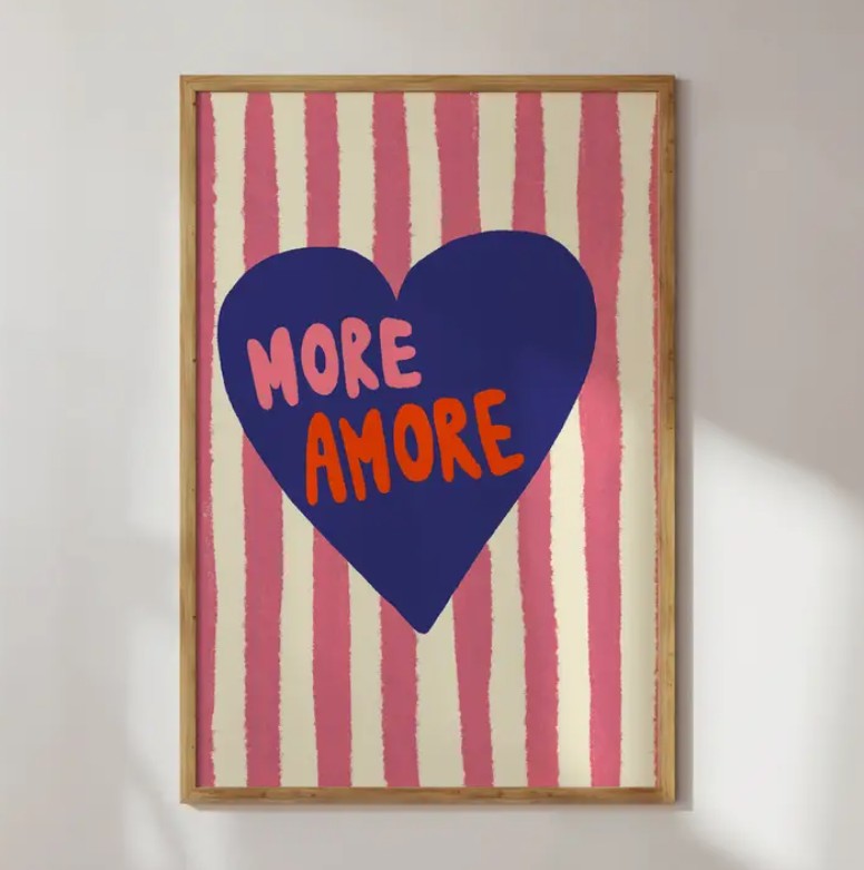 Affiche A4 - More Amore - rose/bleu