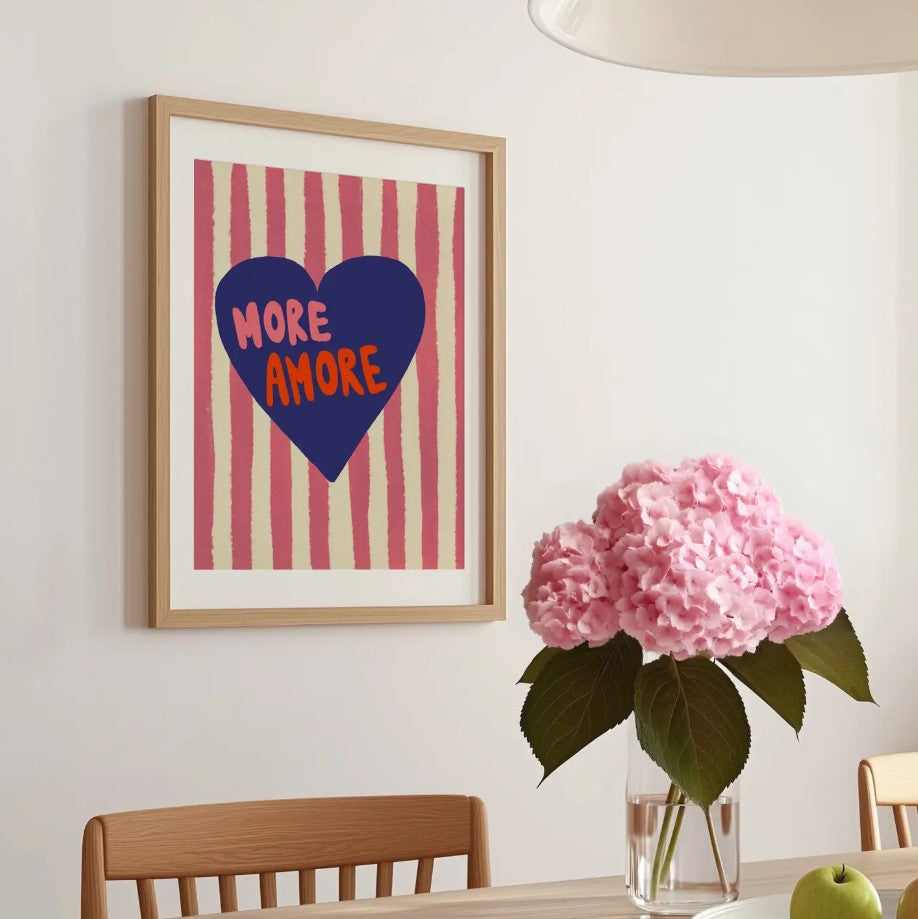 Affiche A4 - More Amore - rose/bleu