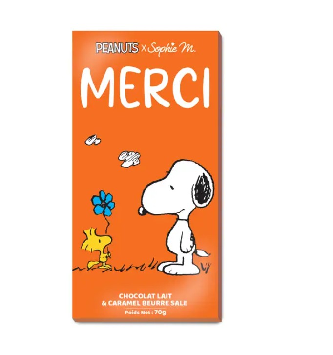 Snoopy Tablette MERCI chocolat Lait Caramel salé