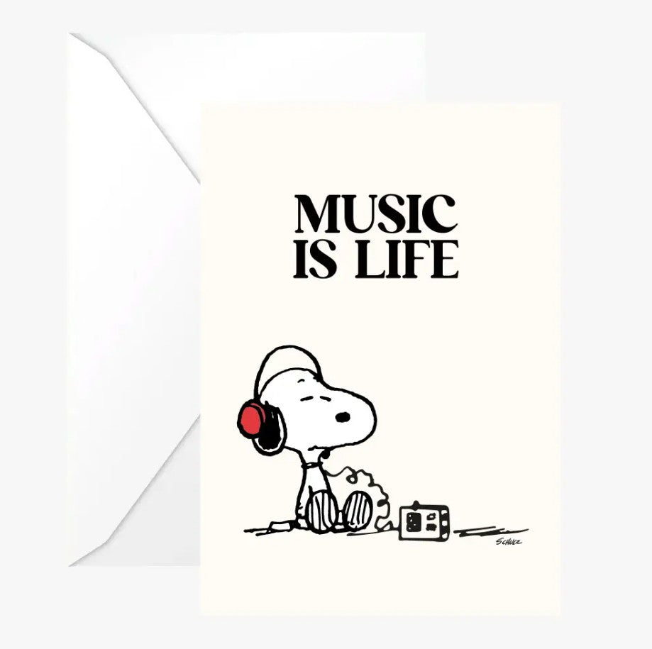 Carte double avec enveloppe - Snoopy - Music