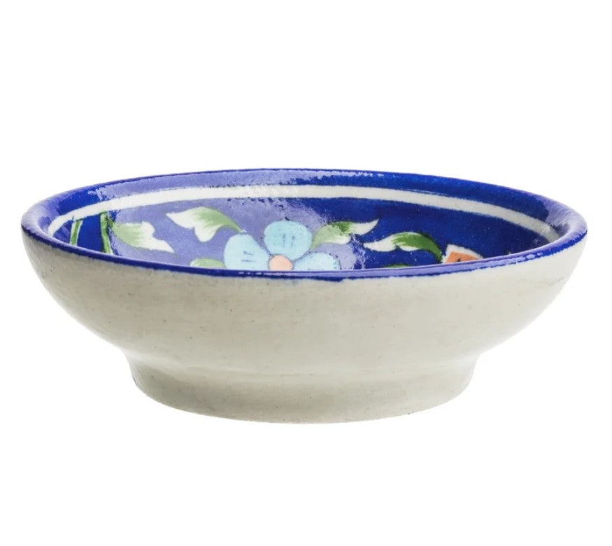 Soap Dish - blue pottery - bleu orange turquoise - POR875