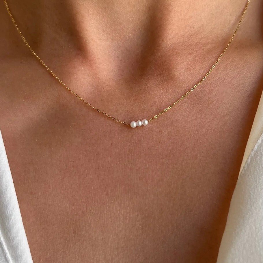 Collier ras de cou en acier inoxydable - Nacre