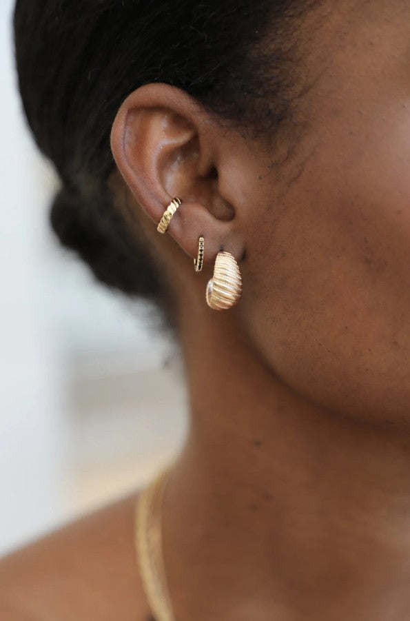 Boucle d'oreille à la pièce - Mini créole - Brillante - Noir