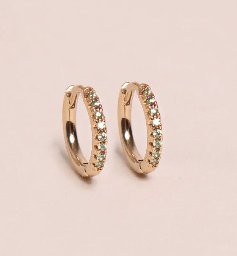 Boucle d'oreille à la pièce - Mini créole - Brillante - Péridot