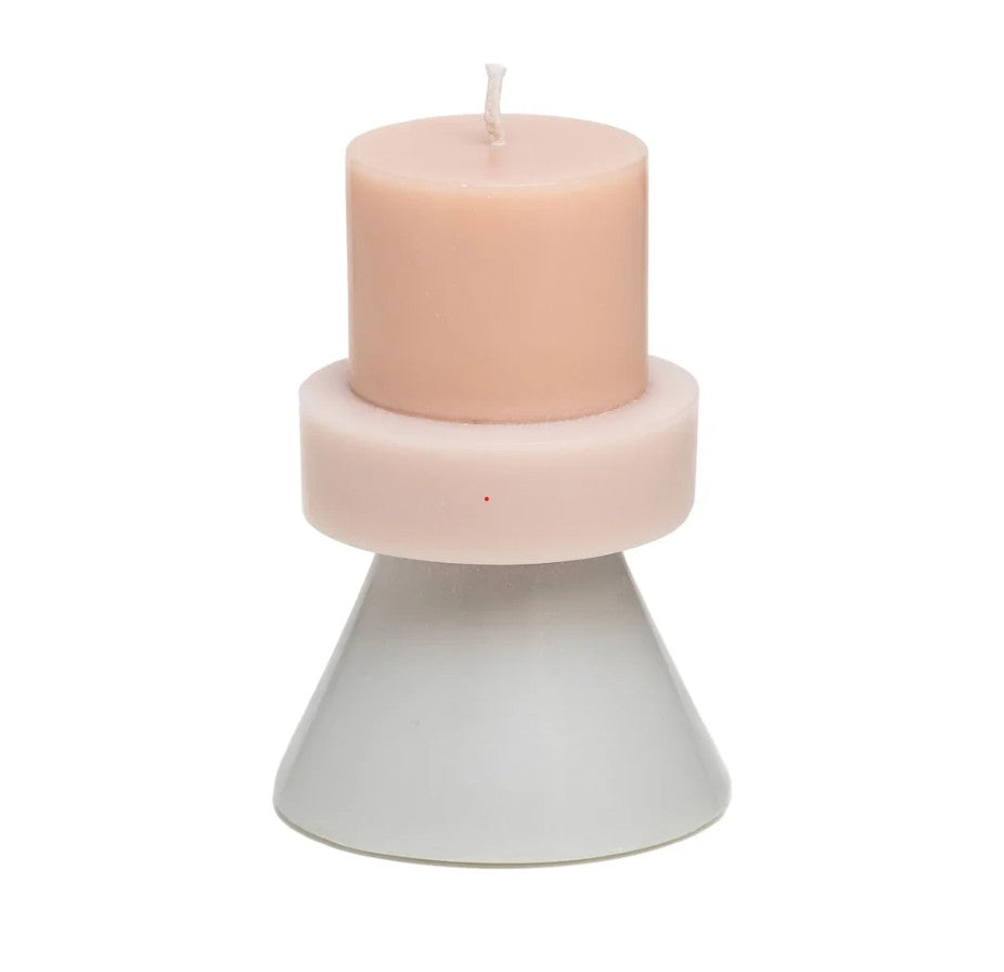 Bougie Stack mini écru/rose/gris