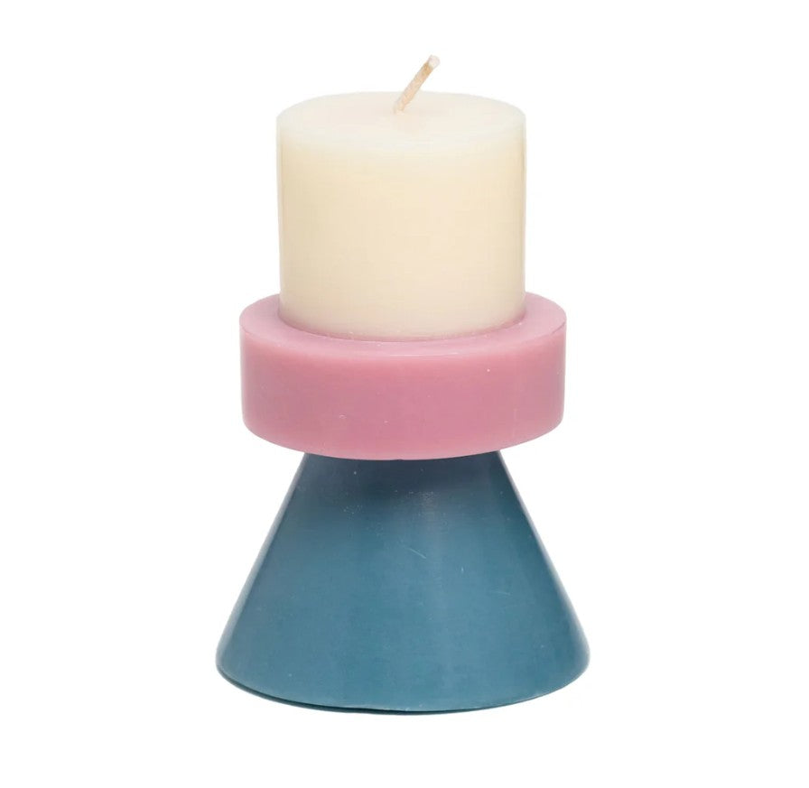 Bougie Stack mini ivoire/lavande/bleu gris