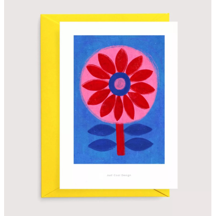 Carte postale avec enveloppe - Fleur Retro