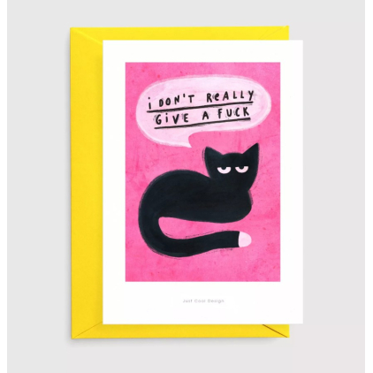 Carte postale avec enveloppe - Chat grognon
