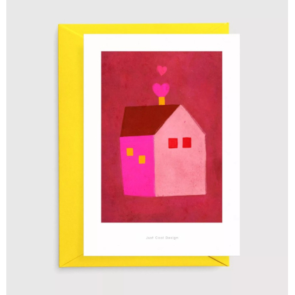 Carte postale avec enveloppe - House with hearts