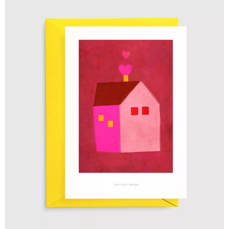 Carte postale avec enveloppe - House with hearts