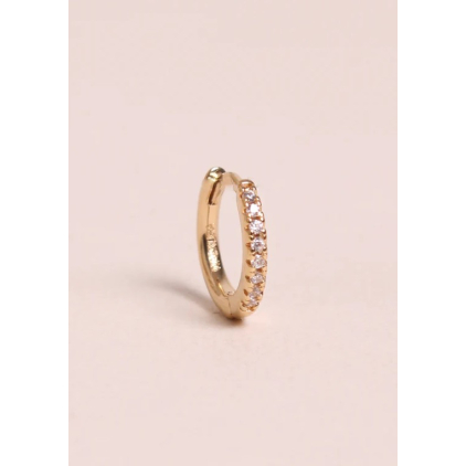 Boucle d'oreille à la pièce - Mini créole brillante - Blanc