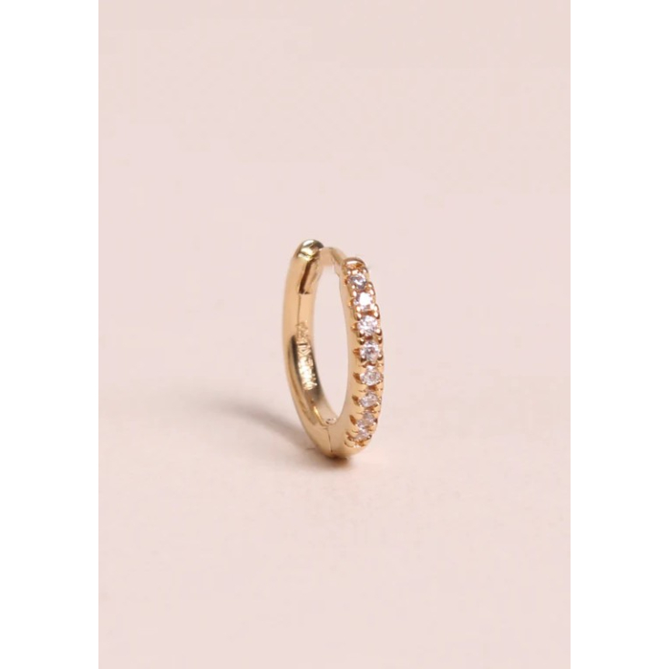 Boucle d'oreille à la pièce - Mini créole brillante - Blanc