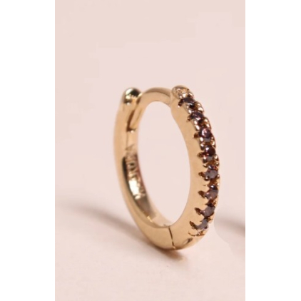 Boucle d'oreille à la pièce - Mini créole - Brillante - Chocolat
