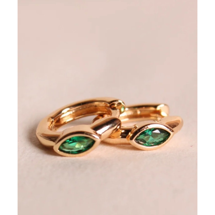 Boucle d'oreille à la pièce - Mini créole - Elma - Basilic